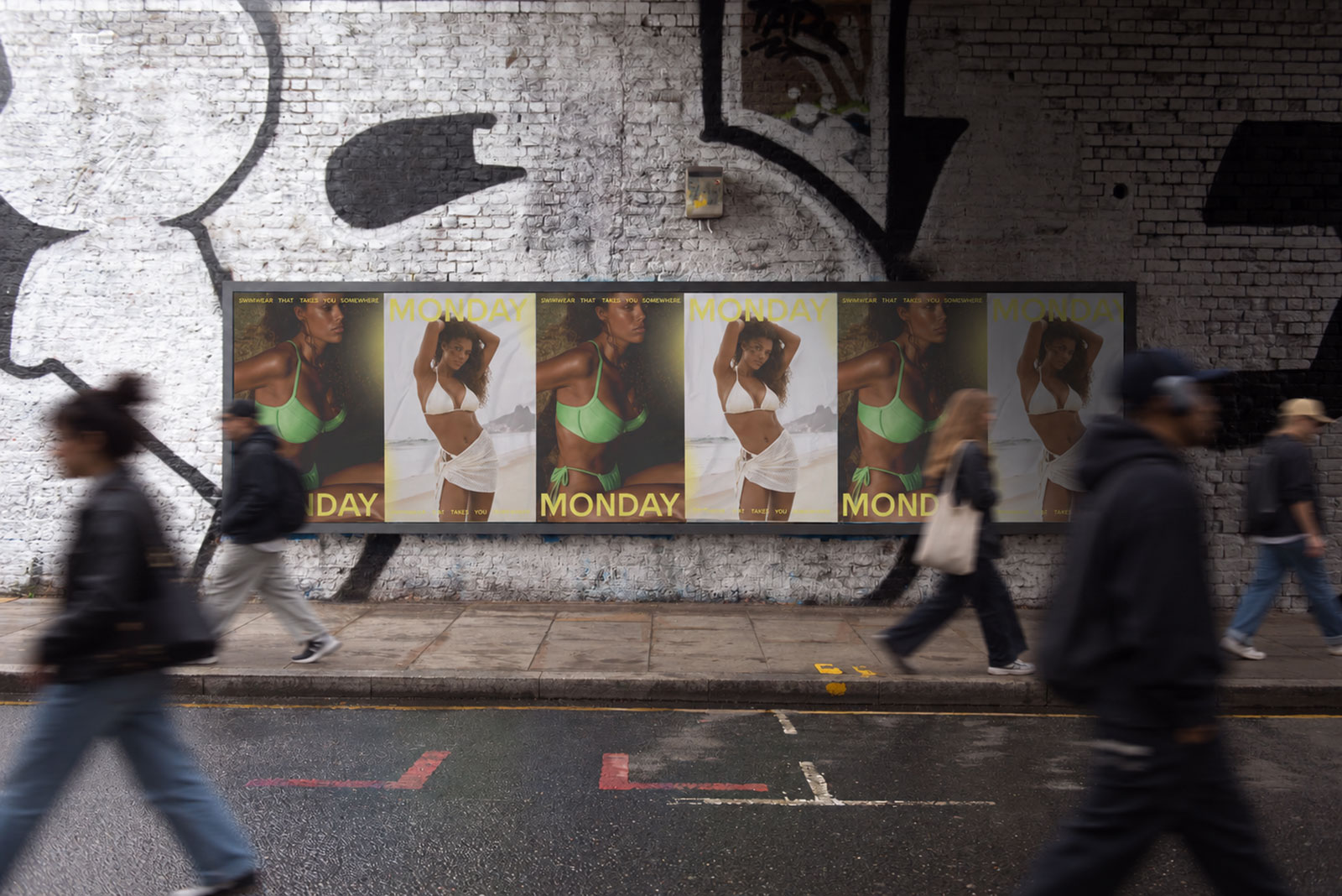 Wheatpasting NYC - wild posting campaign for Monday Swimwear